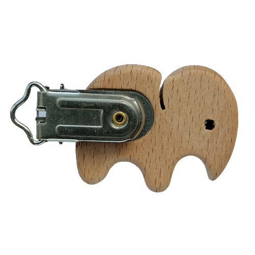 Fopspeen clip houten olifant - naturel - 45 mm